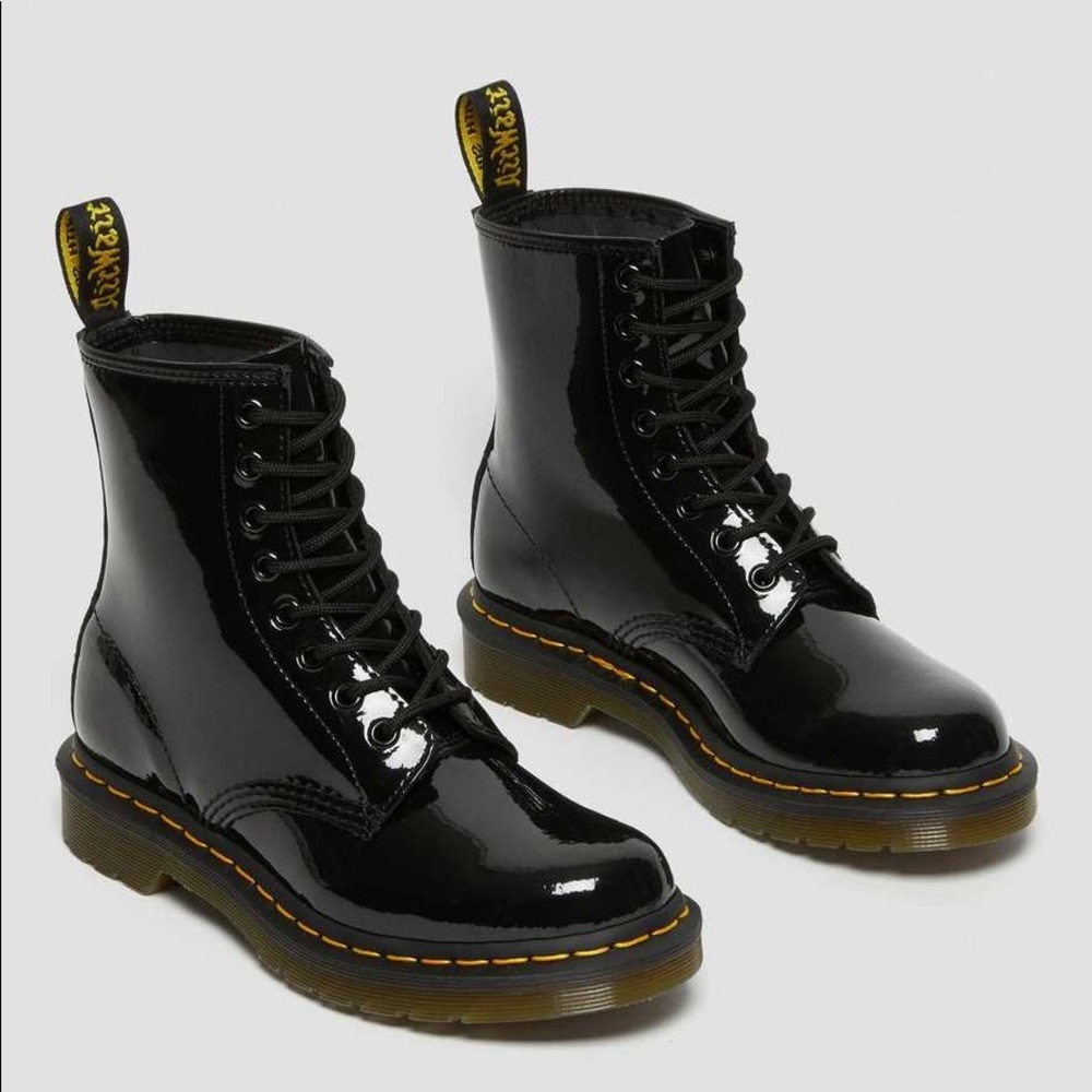 Dr. Martens shiny black lace up boots